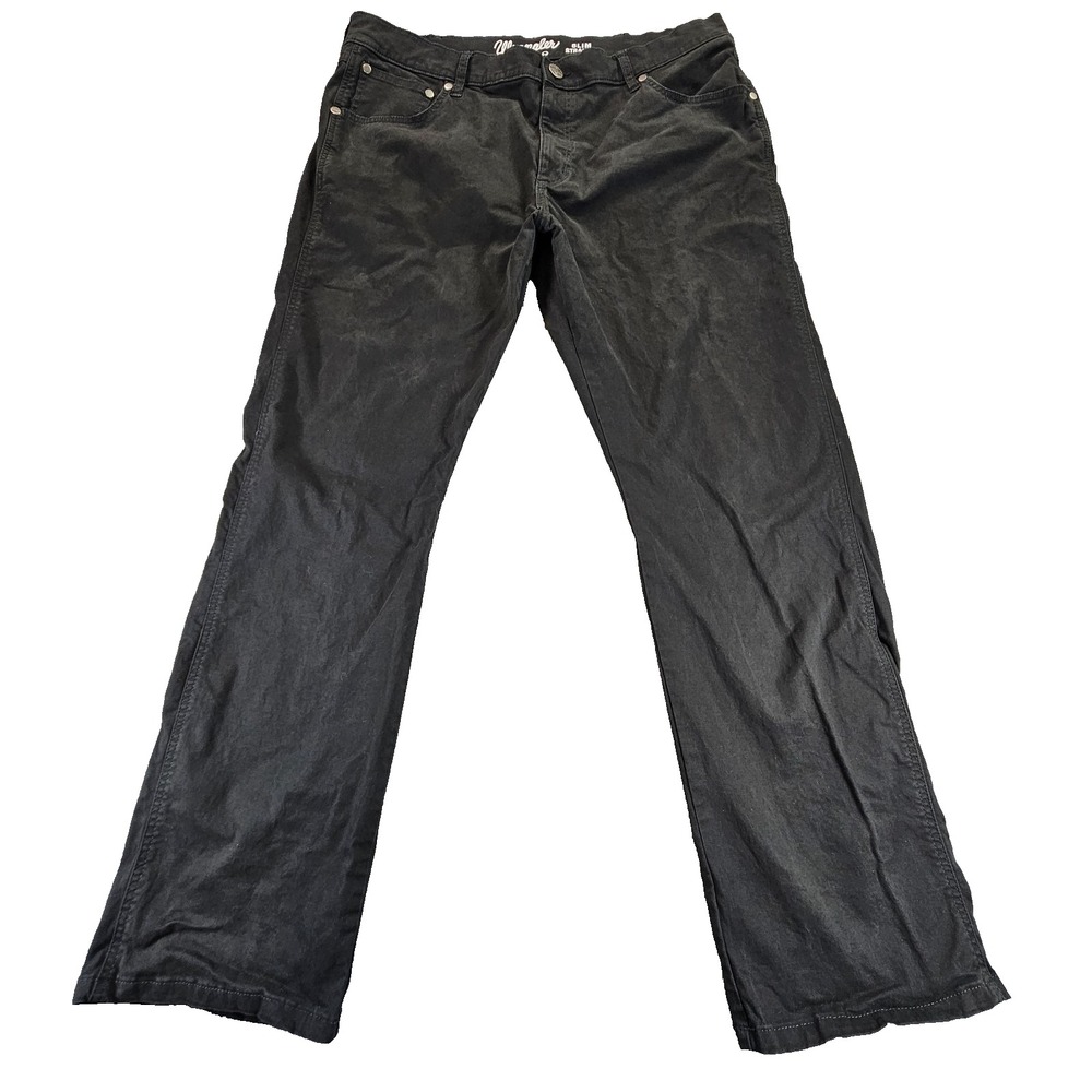 Wrangler Retro Slim Straight Pants Mens 38x30 Black Stretch Cotton Cowboy Rodeo